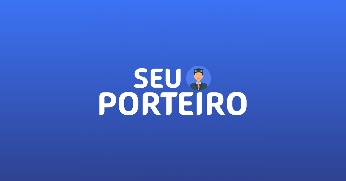 Logotipo do Seu Porteiro sobre fundo azul